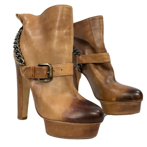 Botas Le Silla Mujer Talla 9.5 Plataforma Tacón Valetto Tobillo Hebilla Cadena Italia - Imagen 1 de 8