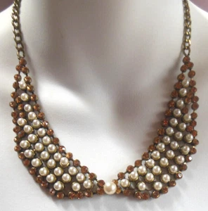 "Collar babera de imitación de perlas y topacio imitación de colección 20" - Imagen 1 de 4