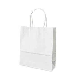 Bolsas boutique con mango giratorio blanco para fiesta regalo portador de bolsos FUERTES reciclables Pk50 - Imagen 1 de 1