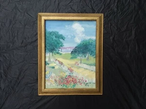 Vintage Oil Painting Impressionist Flowers Landscape Unsigned Mystery Artist - Picture 1 of 7