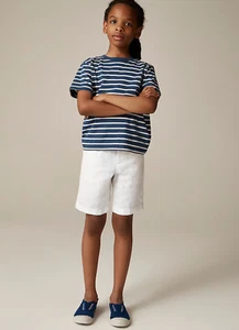 NWT J.Crew Crewcuts $49.50 Boys' Bleecker pleated short in linen, White, Sz 8 - Picture 1 of 5