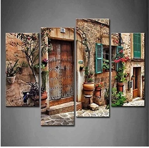 Arte de pared 4 paneles italiano lienzo rústico Toscana pintura de pared el cuadro - Imagen 1 de 7
