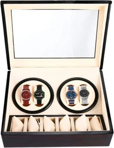 4+6 Enrollador Automático de Reloj Deluxe Madera Doble Motor Giratorio Relojes Pantalla - Imagen 1 de 10