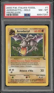 2000 Pokemon ITALIAN Fossil Prerelease Aerodactyl Holo 1/62 PSA 8 NM-MT - Foto 1 di 2