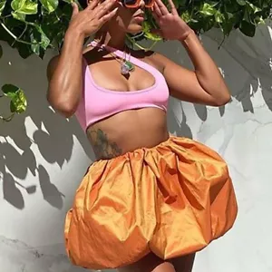 WOMENS SEXY FASHIONABLE TRENDY High-Waisted Bubble Skirt with Elastic Waistband - Picture 1 of 11
