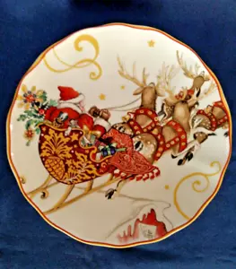 Williams Sonoma 'Twas the Night Before Christmas Santa Sleigh Salad Plate 8.25" - Picture 1 of 5