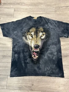 Camiseta de Colección Años 90 The Mountain Teñida Gráfica Lobo Para Hombres XL Estampado Amina - Imagen 1 de 6