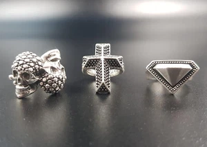 LOTTO 3 ANELLI PIETRO FERRANTE IN OTTONE FINITURA ARGENTO - Foto 1 di 4