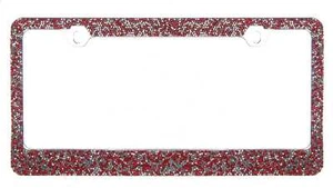 Rocking Bling Crystal Diamond Rhinestone License Plate Frame Red / Silver - Picture 1 of 8