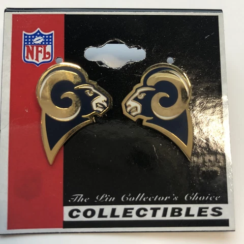 St. Louis Rams Earrings Pierced NFL Gold-tone Posts Never Worn Peter David Cover