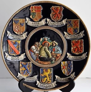 Marzi & Remy Germany Decor Plate Cobalt Enamel Brabant Belgium Coat of Arms - Picture 1 of 12