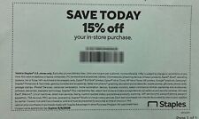 STAPLES: 15% Off In-Store Purchase Coupon [Expires 5/4/2024]