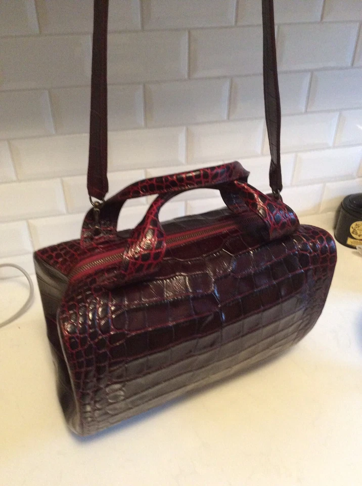 Donna Karan New York real crocodile Large Ladies Handbag Burgundy Made in Italy - Image 1 of 4