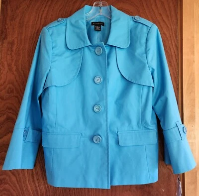 Rafaella Lined Blazer Jacket Size XL Turquoise Pockets Buttons Cotton NWT Topper - Image 1 of 4