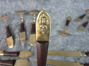Vintage Siam Buddha Bronze 29 Teile Silberbesteck Besteck Set Selten Thai - Bild 1 von 12