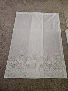 Set tenda floreale floreale vintage antica 2 pannelli lunga 58×63 - Foto 1 di 10