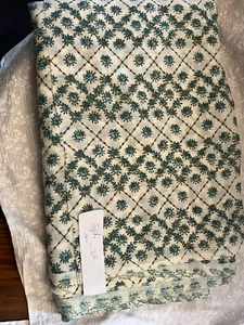 fabric. Sheer 100% cotton. 3 yards. 44 inches wide. Blue green flowers in long - Picture 1 of 3