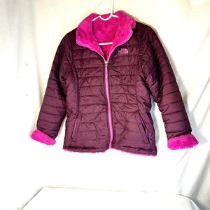 The North Face Reversible Puffer Jacket Burgundy Pink Fleece Jacket Sz XL/18 - L - Picture 1 of 8