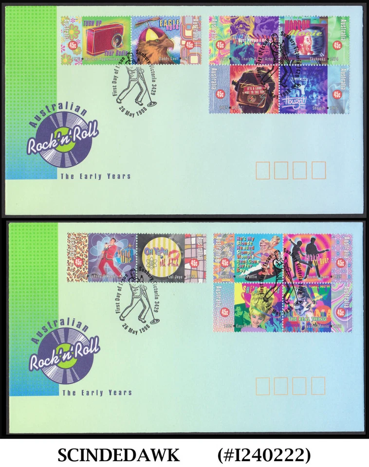 AUSTRALIA - ROCK N ROLL AUSTRALIANO 1998 / MÚSICA - JUEGO DE 2 FDC Foto 1 de 1
