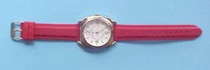 VINTAGE GOSSIP WRISTWATCH SILVER TONE CASE AND RED LIKE BAND - Picture 1 of 5