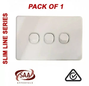1 x SLIM 3 Gang Tripple Wall Switch - 2 Way Switching - Electrical Light Switch - Picture 1 of 3