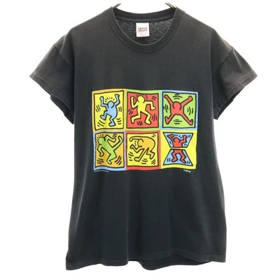 Vintage Anvil 90S Old Keith Haring Short Sleeve T-Shirt L Black Men'S - Image 1 of 4