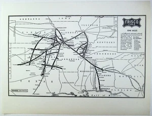 Frisco Lines - Original 1941 Eisenbahn Systemkarte. Eisenbahn - Bild 1 von 3