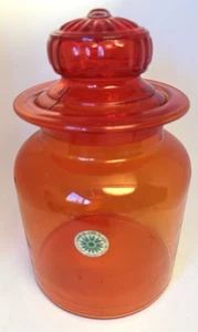 MCM mundgeblasenes Glas Amberina Apotheker Glas Versteck Gänseblümchen Deckel Takahashi groß 10 Zoll - Bild 1 von 6