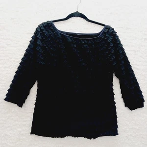 Camicetta taglia L nera con volant casual glam frills romantica gotica scura fata chic - Foto 1 di 14