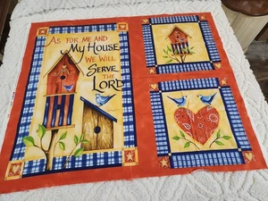 Vintage Daisy Kingdom Birdhouse Wall hanger /Pillow Panel As For Me And My House - Picture 1 of 8