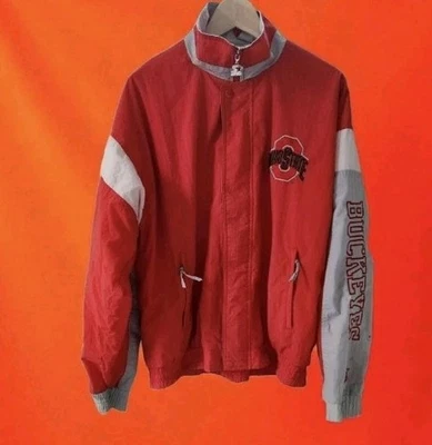 Vtg 90's Starter Ohio State Buckeyes Nylon Full Zip Windbreaker Jacket! Size M  - Imagem 1 de 4