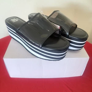 Juicy by Juicy Couture Slide Sandals Size 11 Drena Platform Black & White - Picture 1 of 12
