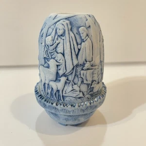 Lampada Fata Fenton Vintage Luce Natività Blu Natale Firmata Ernestine Dalaney - Foto 1 di 12