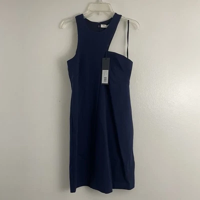 Nuevo con etiquetas Vestido Vaina Halston Heritage Escote Asimétrico Grande Azul Medianoche Foto 1 de 4