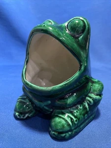 Vintage Keramik grün glasiert große Öffnung Frosch Küche Peeling Schwamm Halter - Bild 1 von 7