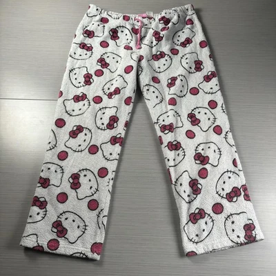 Pantalones Hello Kitty Mujer Grandes Gris Rosa Polar Pijama Salón Cordón Sanrio Foto 1 de 4