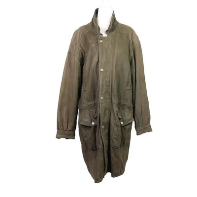 Vintage Bugatti olive green mid length leather jacket coat Mens 42 - Image 1 of 4