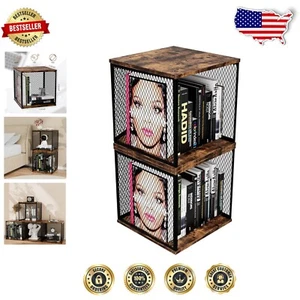 Vintage Stackable Cube Storage Organizer with Heavy-Duty Design & 2 Shelves - Picture 1 of 11