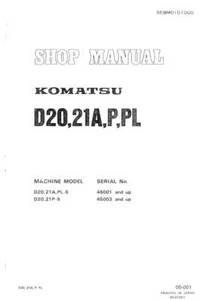 Komatsu D20A-5, D20P-5, D20PL-5, D21A-5, D21P-5,D21PL-5 Bulldozer Service Manual - Picture 1 of 24