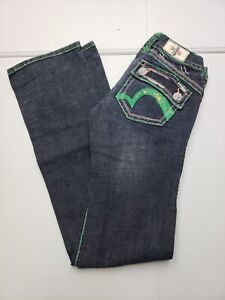 LAGUNA BEACH JEANS CO. Women’s Denim Blue Green heavy stitch distress Jeans SZ27