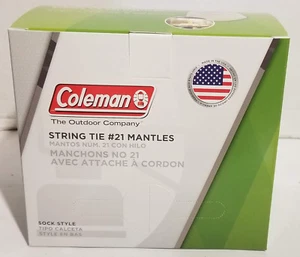 BRAND NEW 100 COLEMAN LANTERN MANTLES #21 STRING TIE 50 PACKS OF 2 (FULL BOX) - Picture 1 of 5