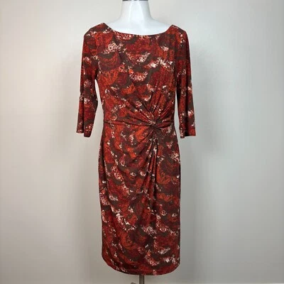 Vestido Vaina Cato 10 Marrón Naranja Twist Manga 3/4 Elastizado Para Mujer Foto 1 de 4