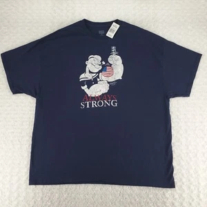Popeye The Sailor Man Shirt 3XL Navy Blue Always Strong Patriotic USA NWT - Picture 1 of 9