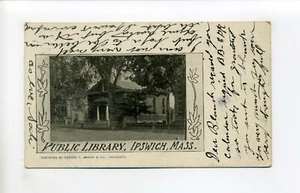 Ipswich MA Messe 1906 antike Postkarte, öffentliche Bibliothek, sehr gesprächige Nachricht - Bild 1 von 4