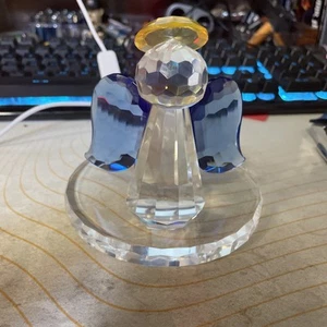 PartyLite Sparkle Lite Glass Crystal Angel Blue Wings Tealight Holder - Picture 1 of 4