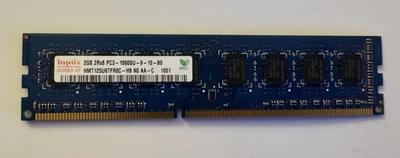 RAM de escritorio Hynix 2 GB 2Rx8 PC3-10600U DIMM DDR3-1333 1,5 V HMT125U6TFR8C-H9 Foto 1 de 2