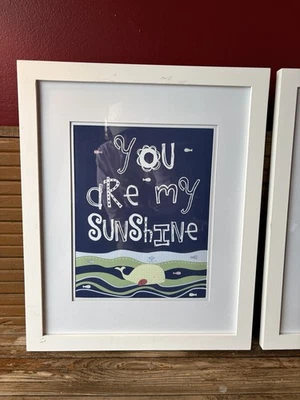 Juego de 4 impresiones de arte de pared para guardería grande enmarcado You Are My Sunshine decoración para guardería Foto 1 de 4