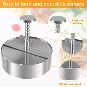 Burger Press Stainless Steel Hamburger Press Patty Maker Adjustable Burger guYwo - Picture 1 of 12