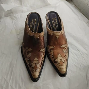 Donald Pliner Women's Shoes Western Leather Mules 6.5M Y2K Made In Italy - Picture 1 of 13