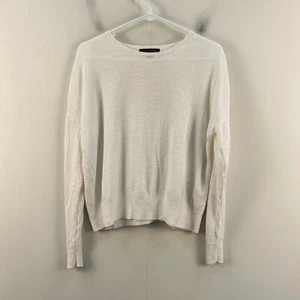 Banana Republic WomensMedium Linen Sweater White Pullover Knit Long Sleeve 20053 - Picture 1 of 9